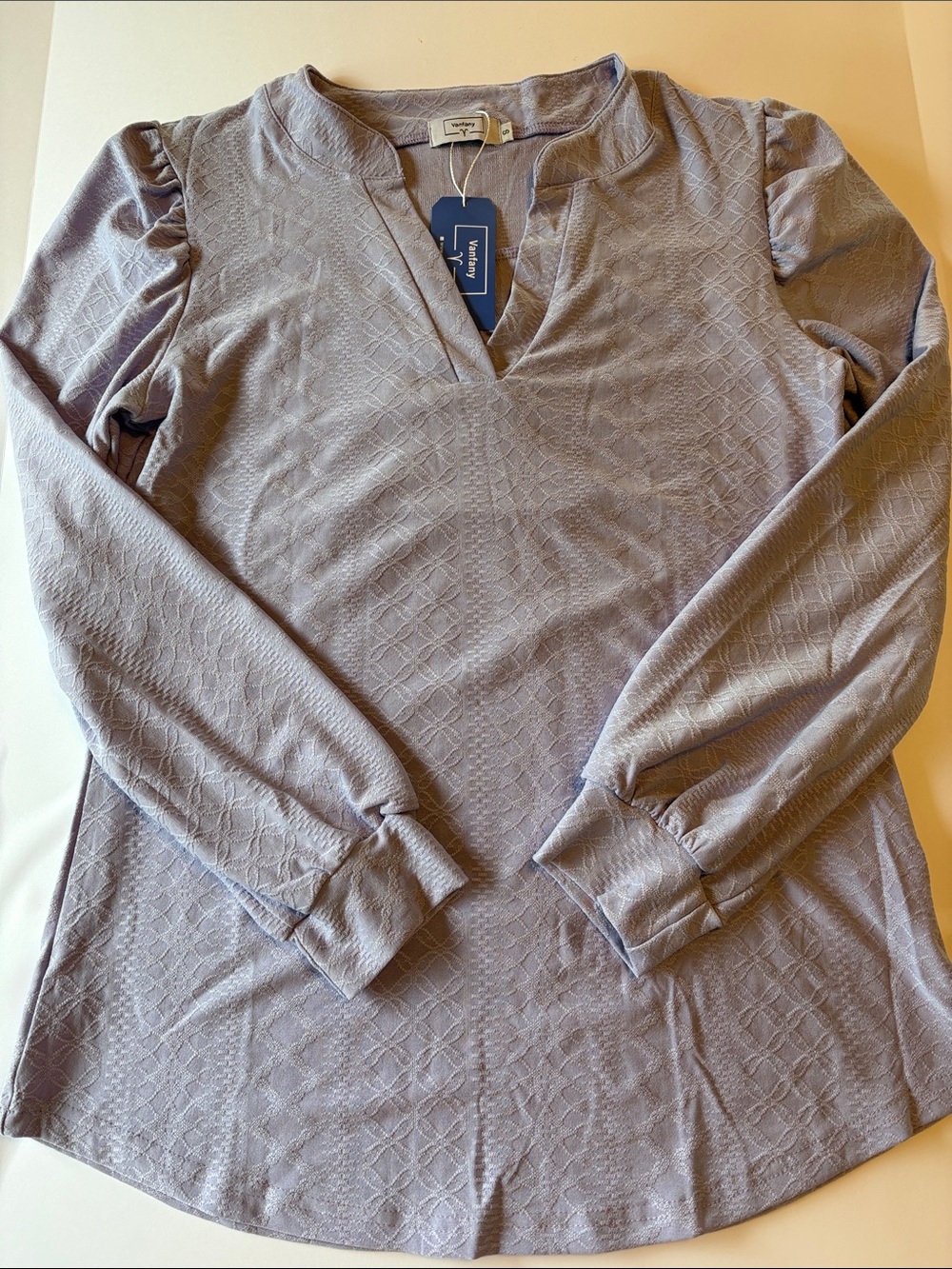 Vanity Lilac Textured V-Neck Long Sleeve Blouse